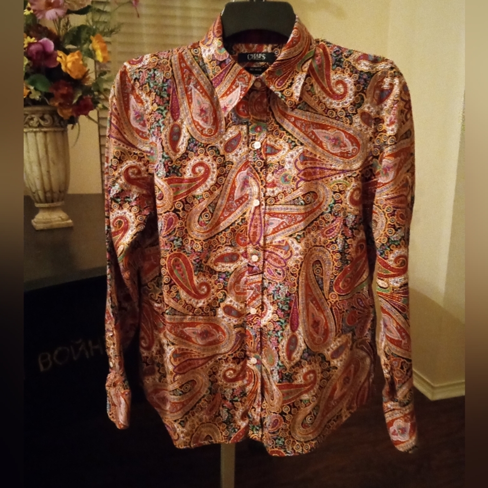 Chaps Petite Paisley Shirt